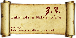 Zakariás Nikétás névjegykártya